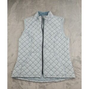 Cut Loose Quilted Vest Light Blue Stand Collar Zip Front Women's Small